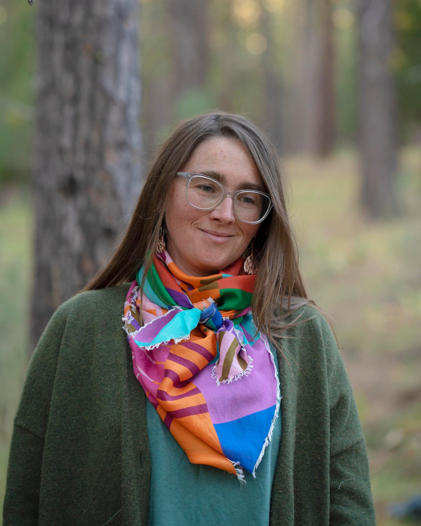 Autumn on the Plains Silk Wild Rag Scarf - Shapes