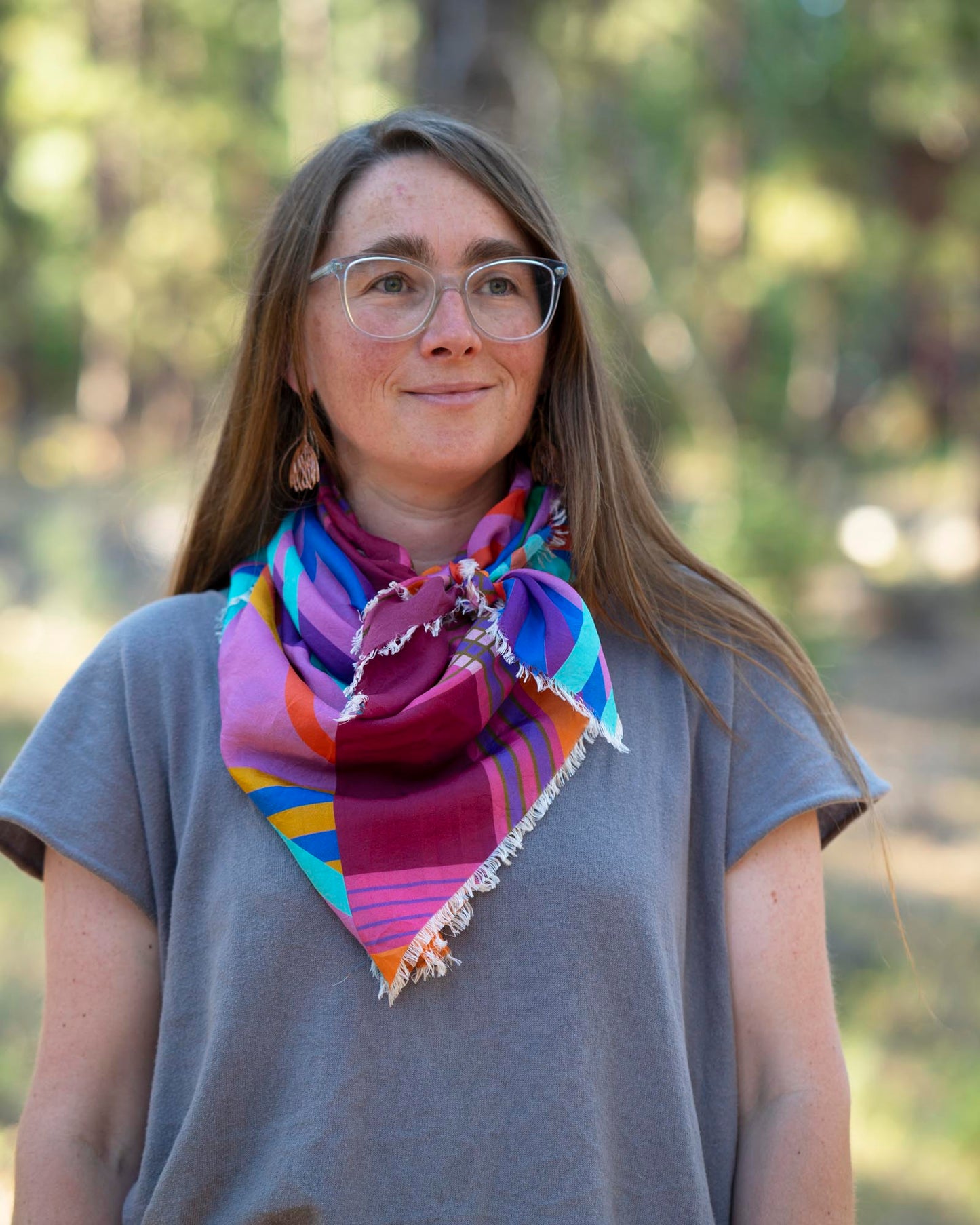 Autumn on the Plains Silk Wild Rag Scarf - Stripes