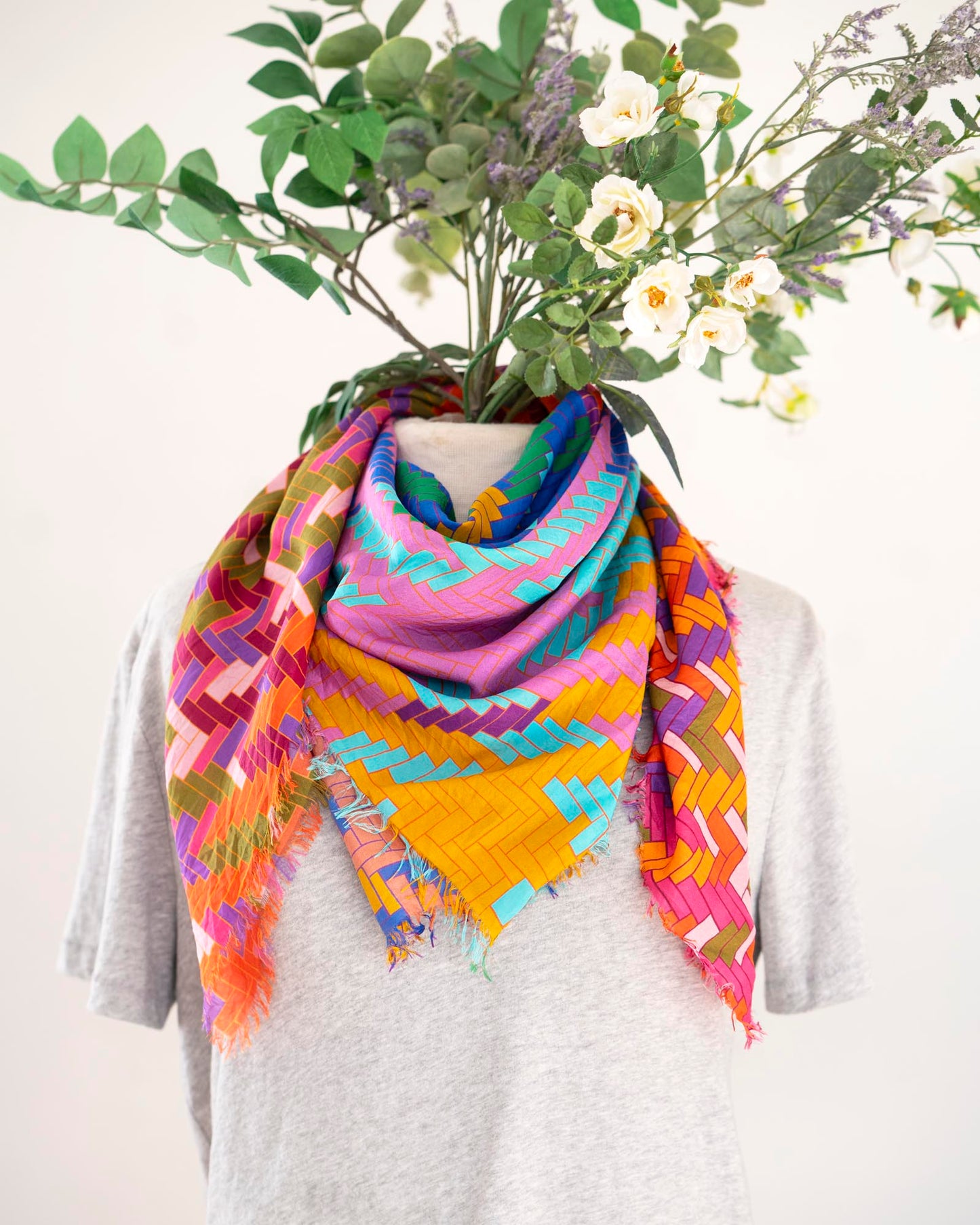 Autumn on the Plains Silk Wild Rag Scarf - Tartan & Tweed