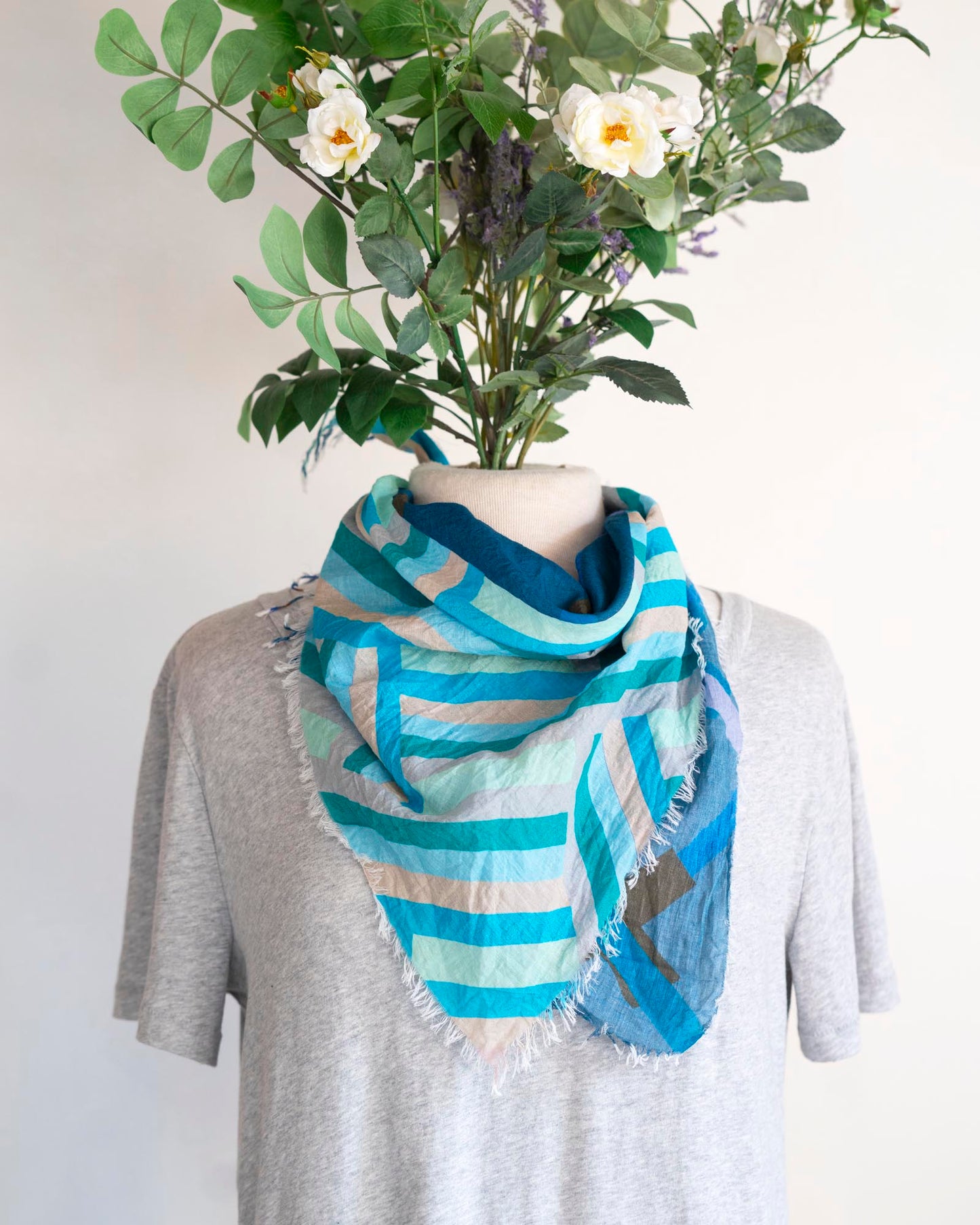 Winter on the Coast Cotton Scarf - Crossed