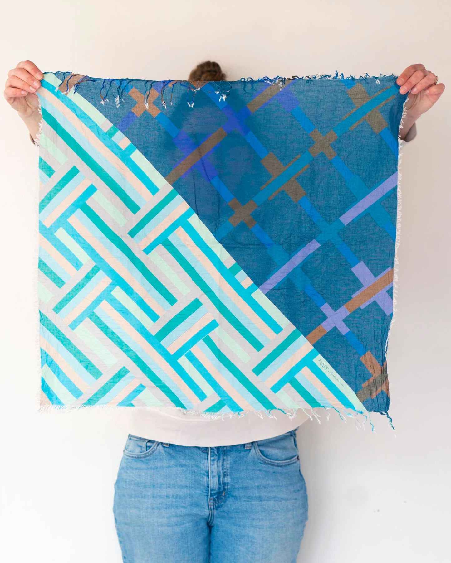 Winter on the Coast Cotton Scarf - Crossed