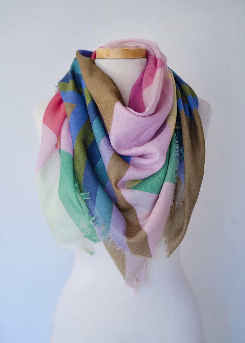 Spring in the Mountains Wool & Cashmere Scarf - Diamonds