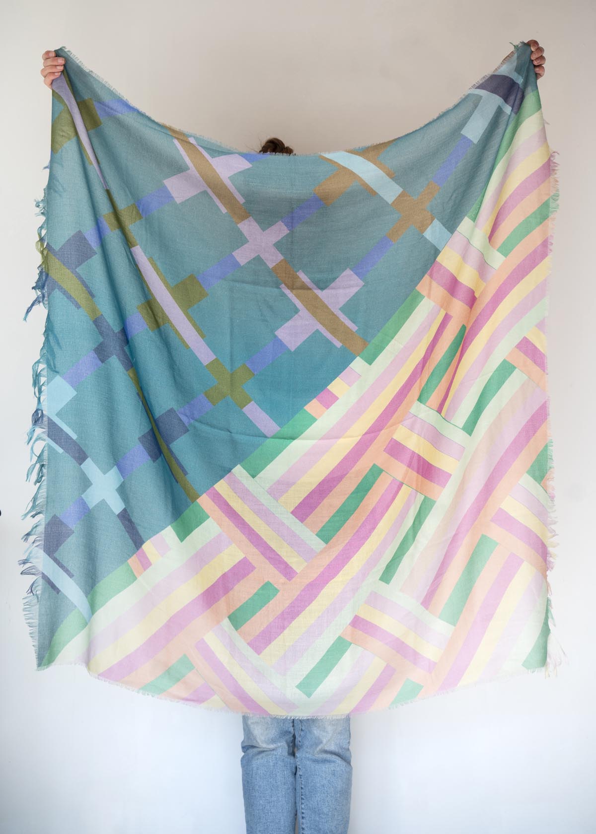 Spring in the Mountains Wool & Cashmere Scarf - Crossed