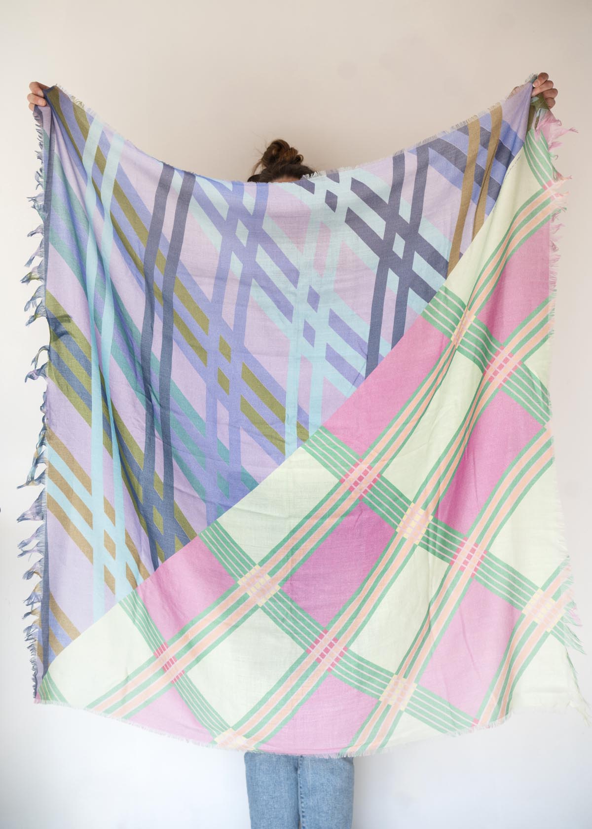 Spring in the Mountains Wool & Cashmere Scarf - Striped