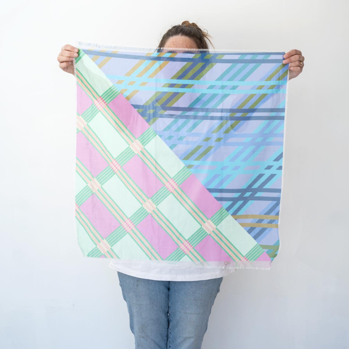 Spring in the Mountains Cotton & Silk Scarf - Stripes