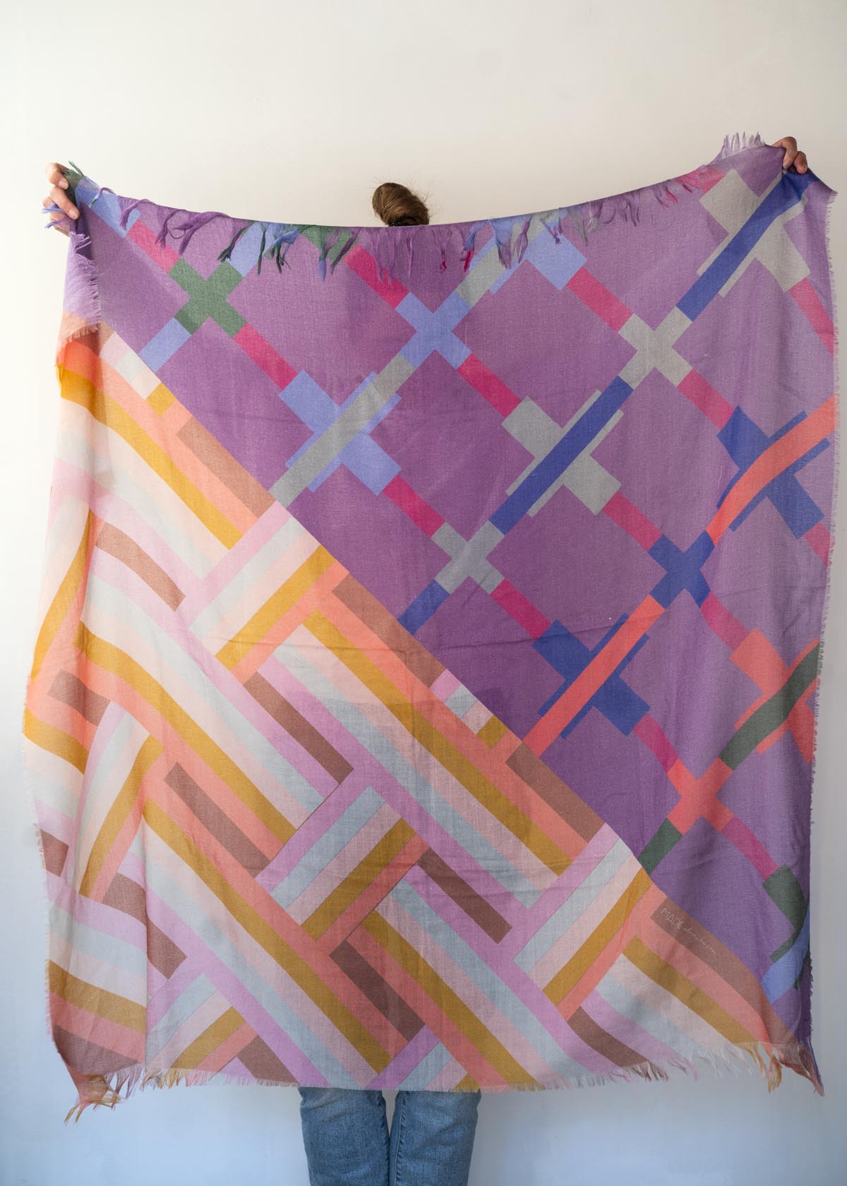 Summer in the Desert Wool & Cashmere Scarf - Crossed