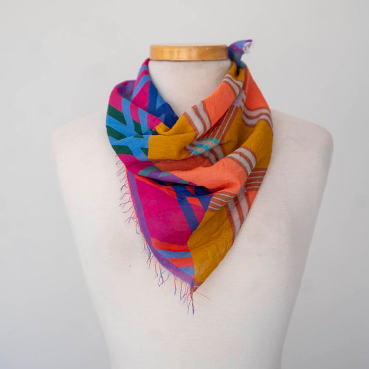 Summer in the Desert Cotton & Silk Scarf - Stripes