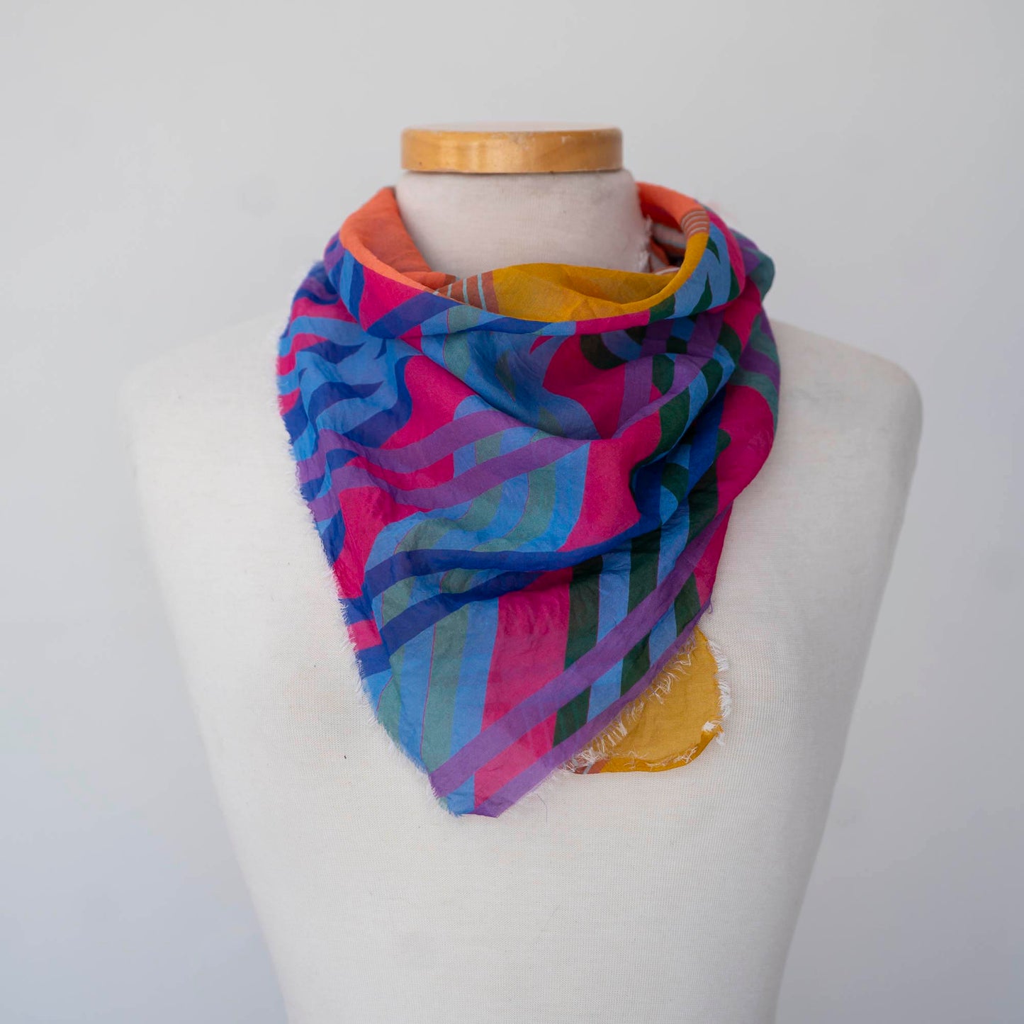 Summer in the Desert Cotton & Silk Scarf - Stripes