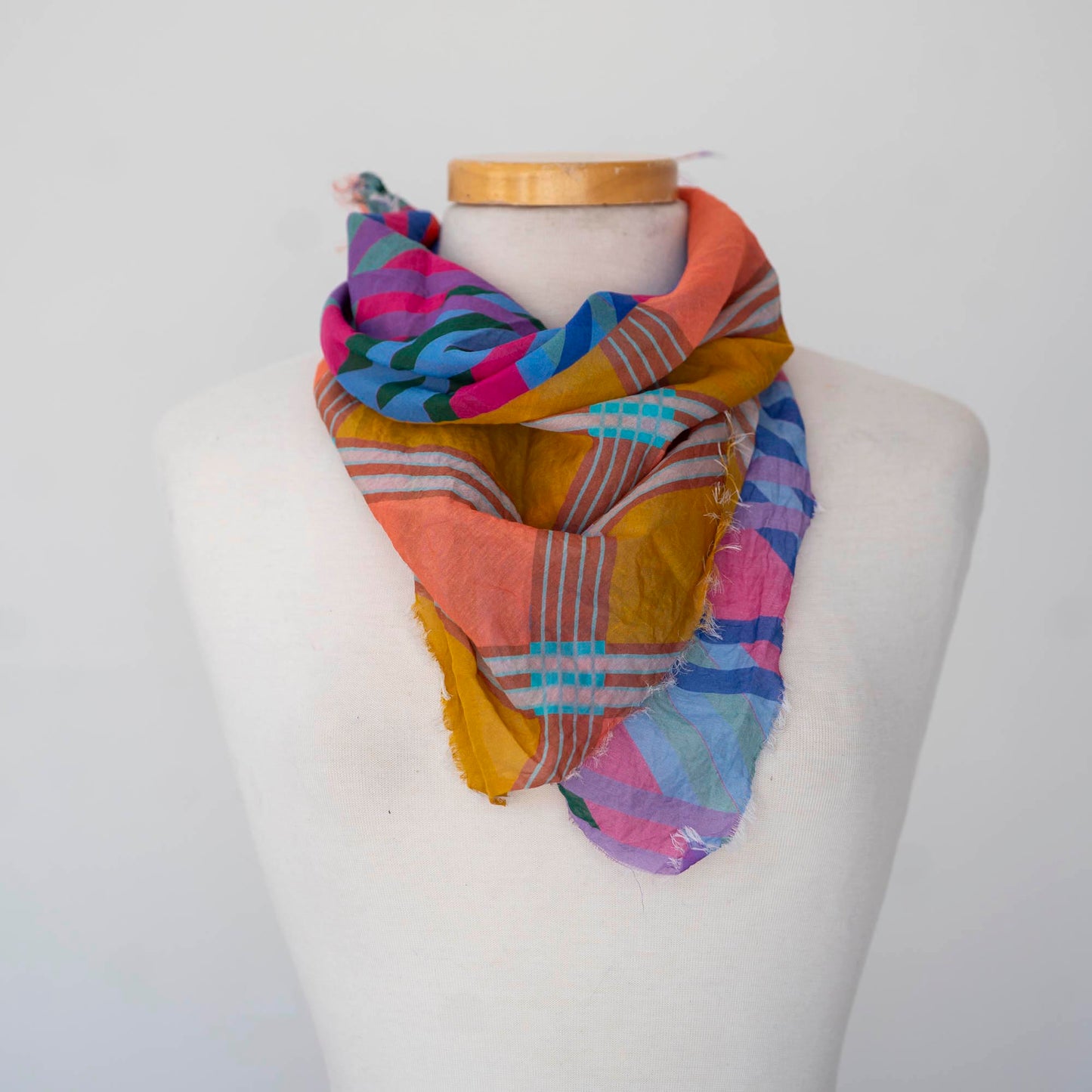 Summer in the Desert Cotton & Silk Scarf - Stripes