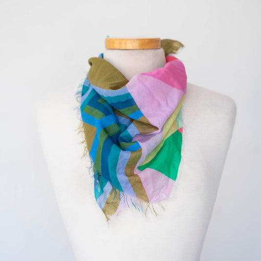 Spring in the Mountains Cotton & Silk Scarf - Diamonds