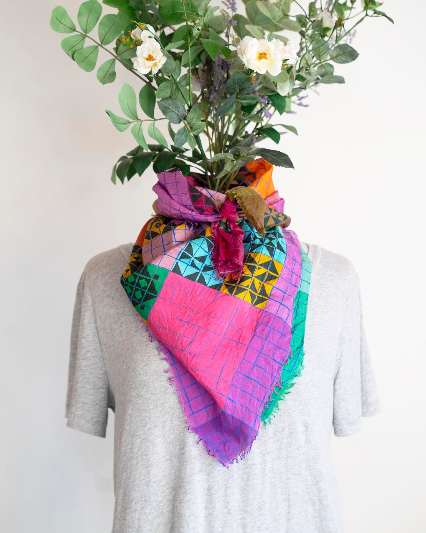 Autumn Silk Wild Rag Scarf - Patchwork