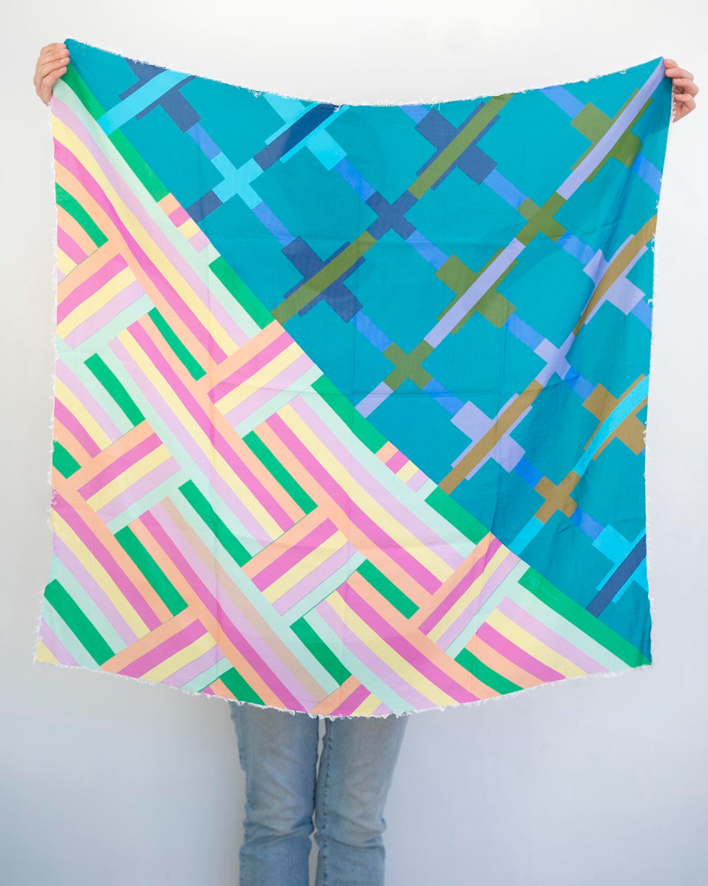 Spring in the Mountains Silk Wild Rag Scarf - Crossed