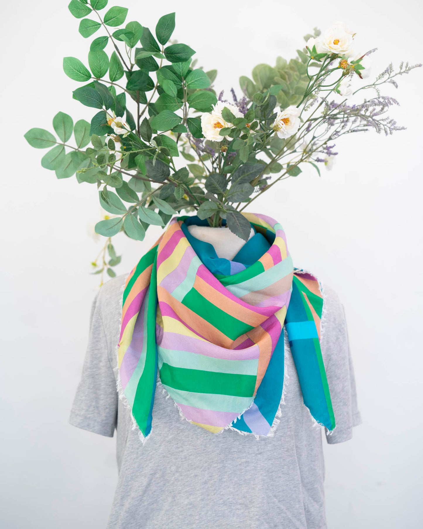 Spring in the Mountains Silk Wild Rag Scarf - Crossed