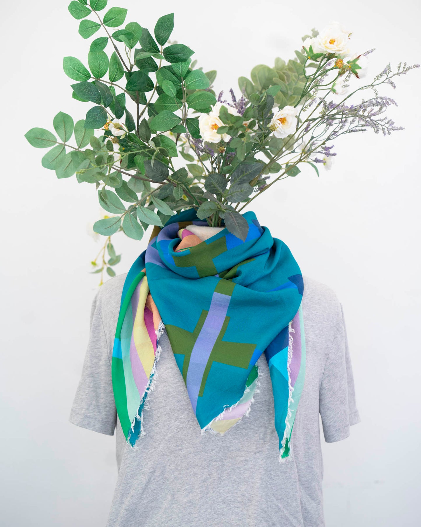 Spring in the Mountains Silk Wild Rag Scarf - Crossed