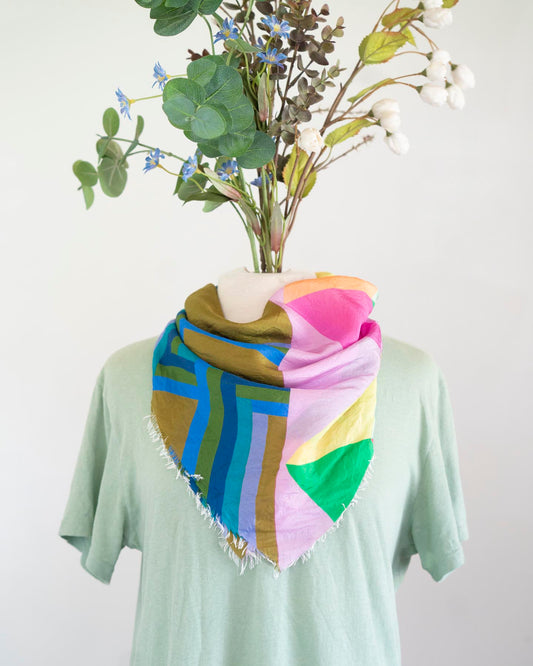 Spring in the Mountains Silk Bandana Scarf - Diamonds