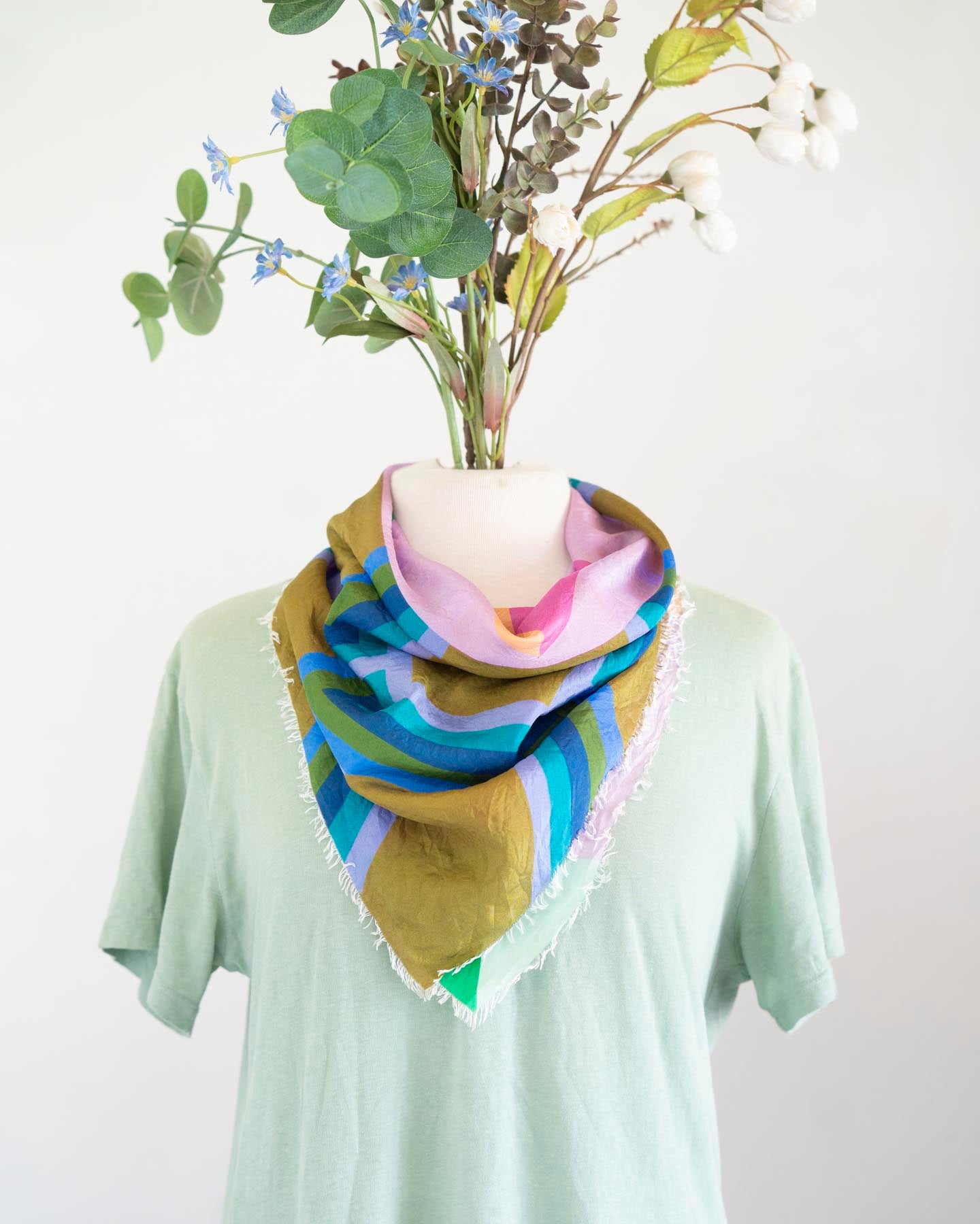 Spring in the Mountains Silk Bandana Scarf - Diamonds