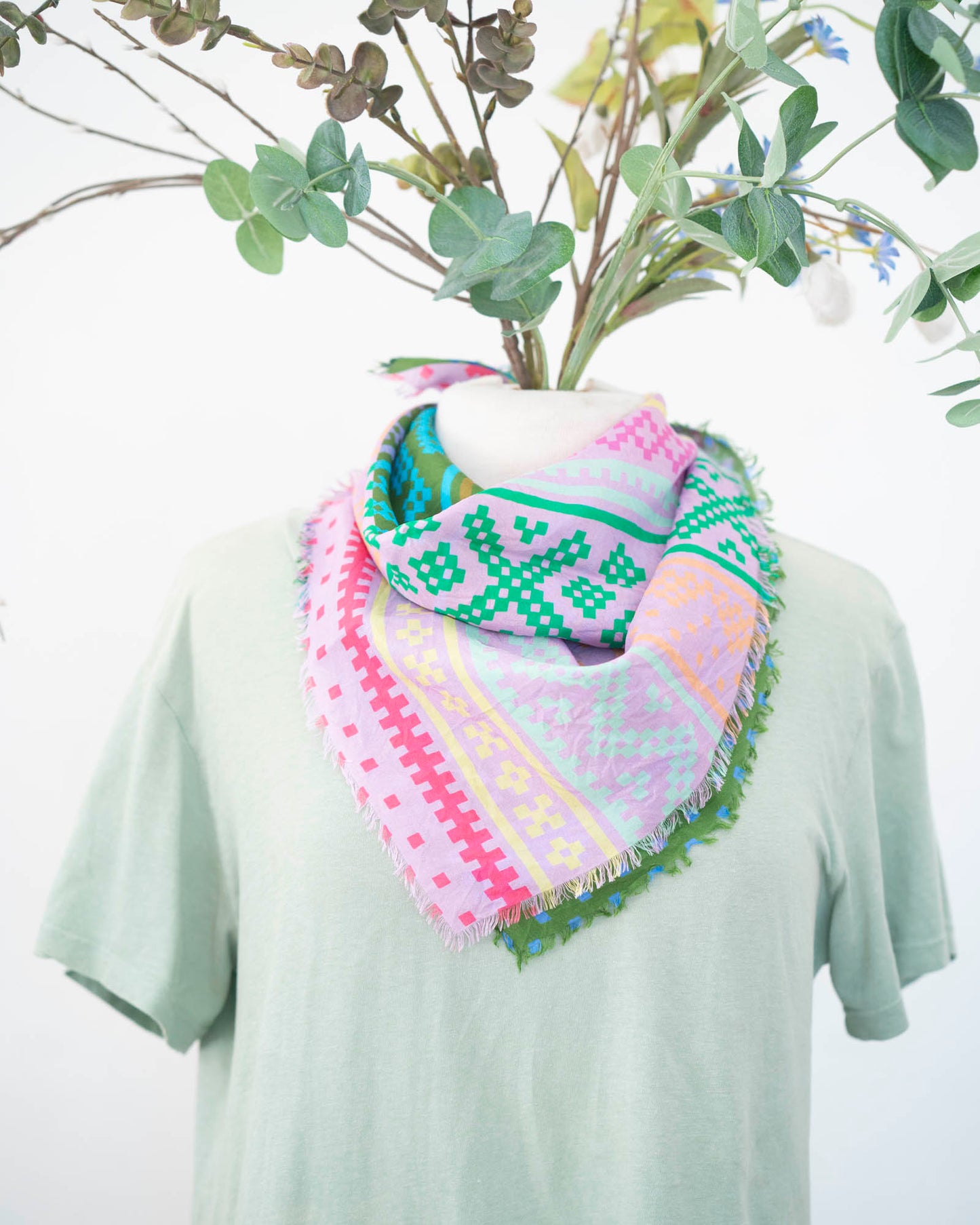 Spring in the Mountains Silk Bandana Scarf - Norwegian