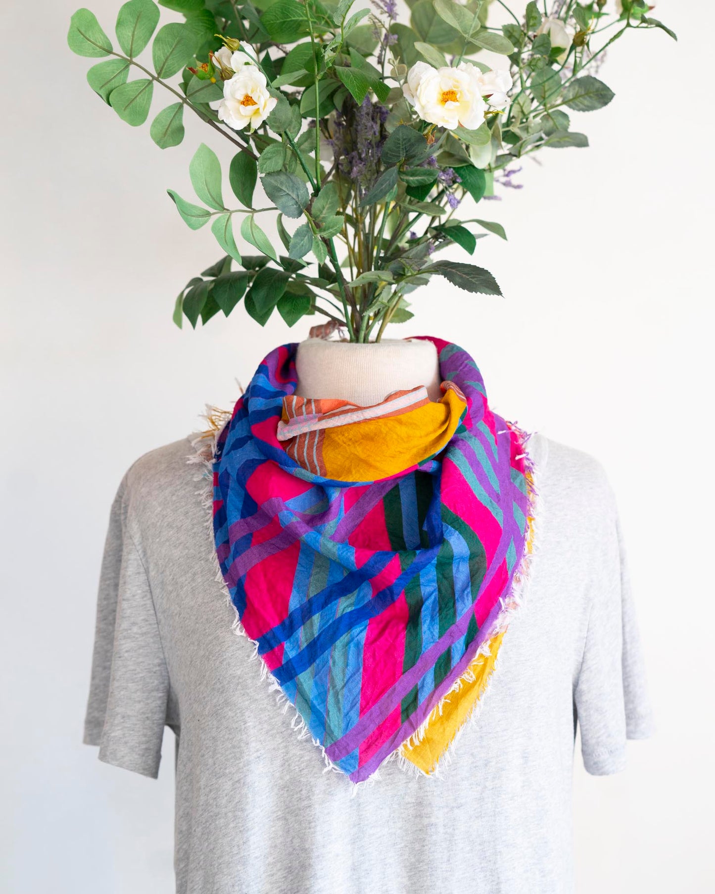 Summer in the Desert Cotton Scarf - Stripes