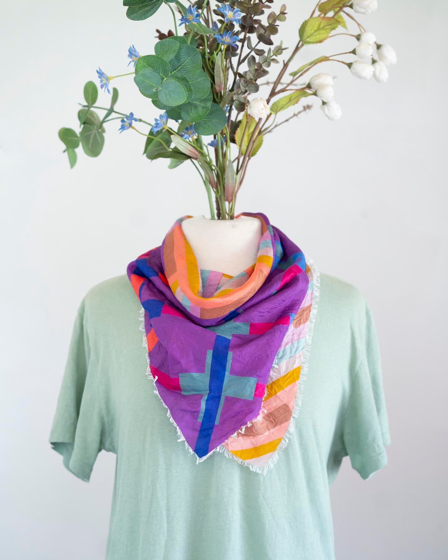 Summer in the Desert Silk Bandana Scarf - Crossed