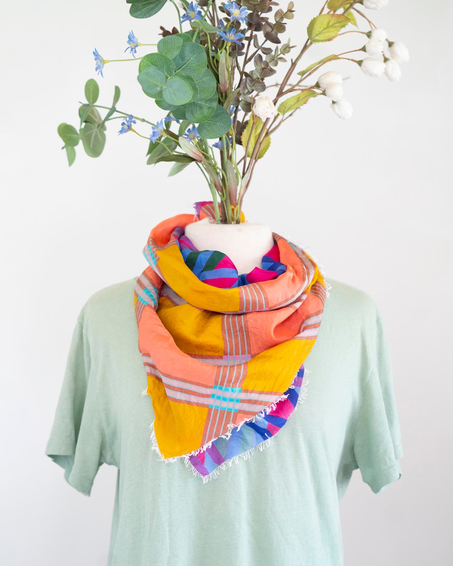 Summer in the Desert Silk Bandana Scarf - Stripes