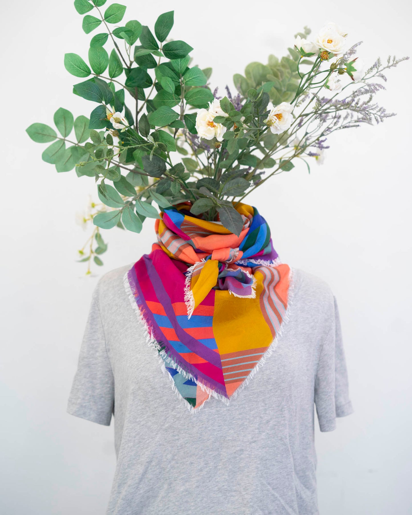 Summer in the Desert Silk Wild Rag Scarf - Stripes