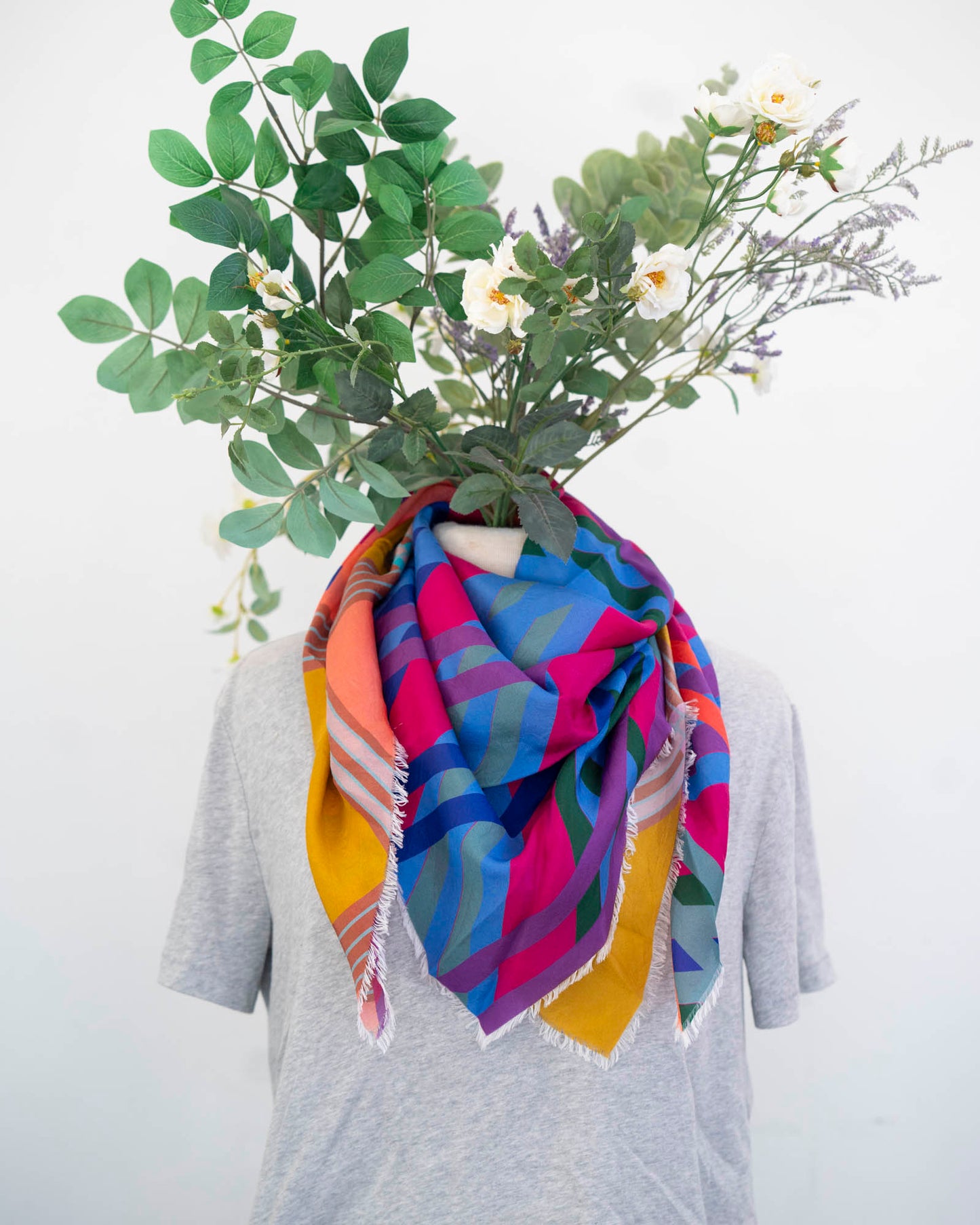 Summer in the Desert Silk Wild Rag Scarf - Stripes
