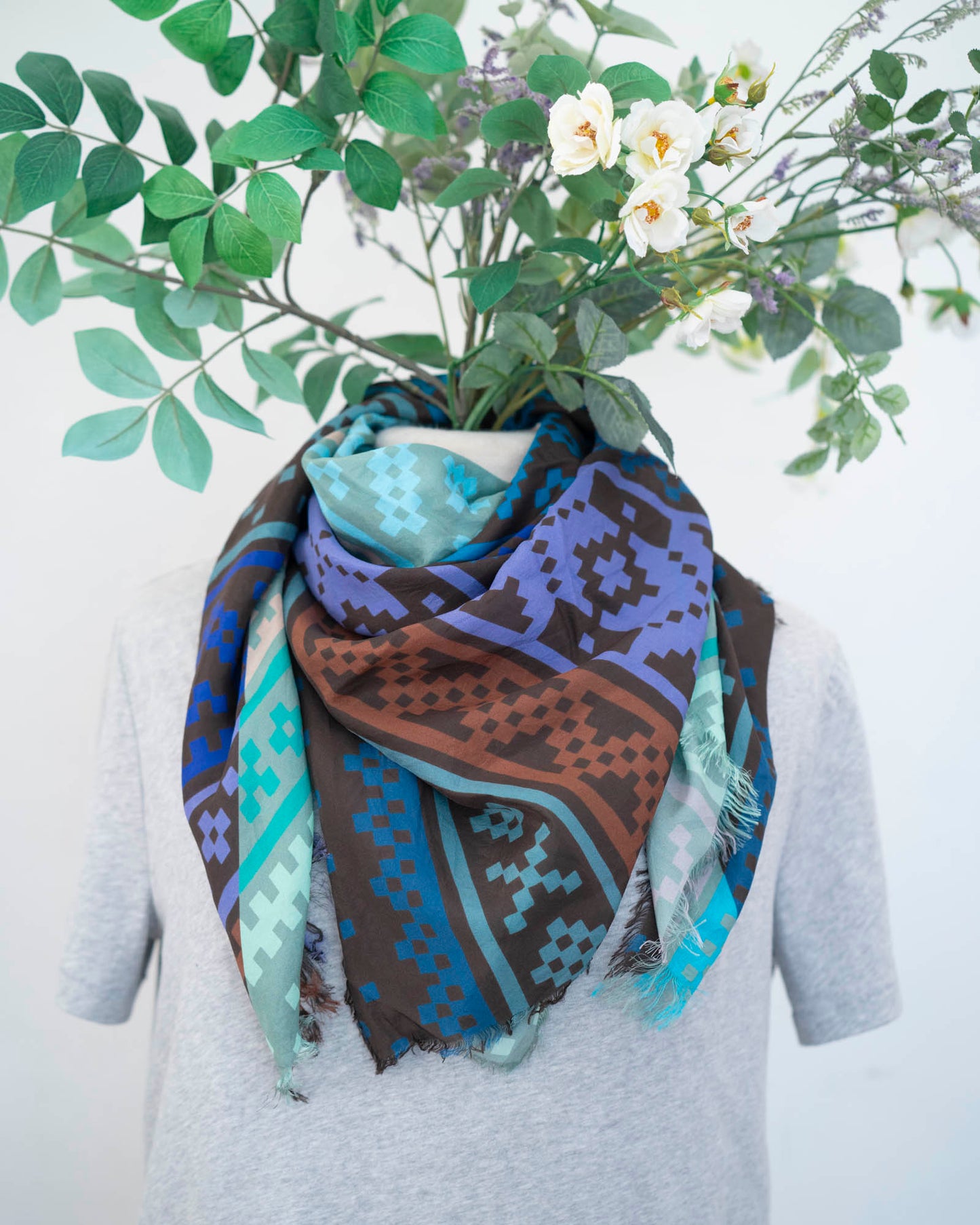 Winter on the Coast Silk Wild Rag Scarf - Norwegian