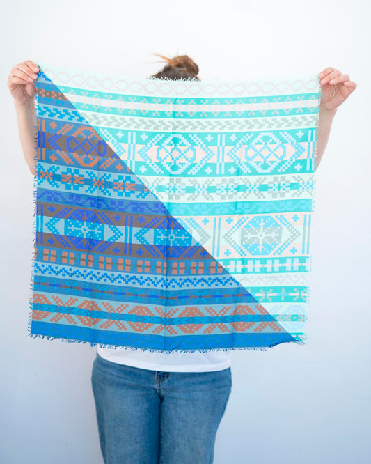 Winter on the Coast Silk Bandana Scarf - Fair Isle