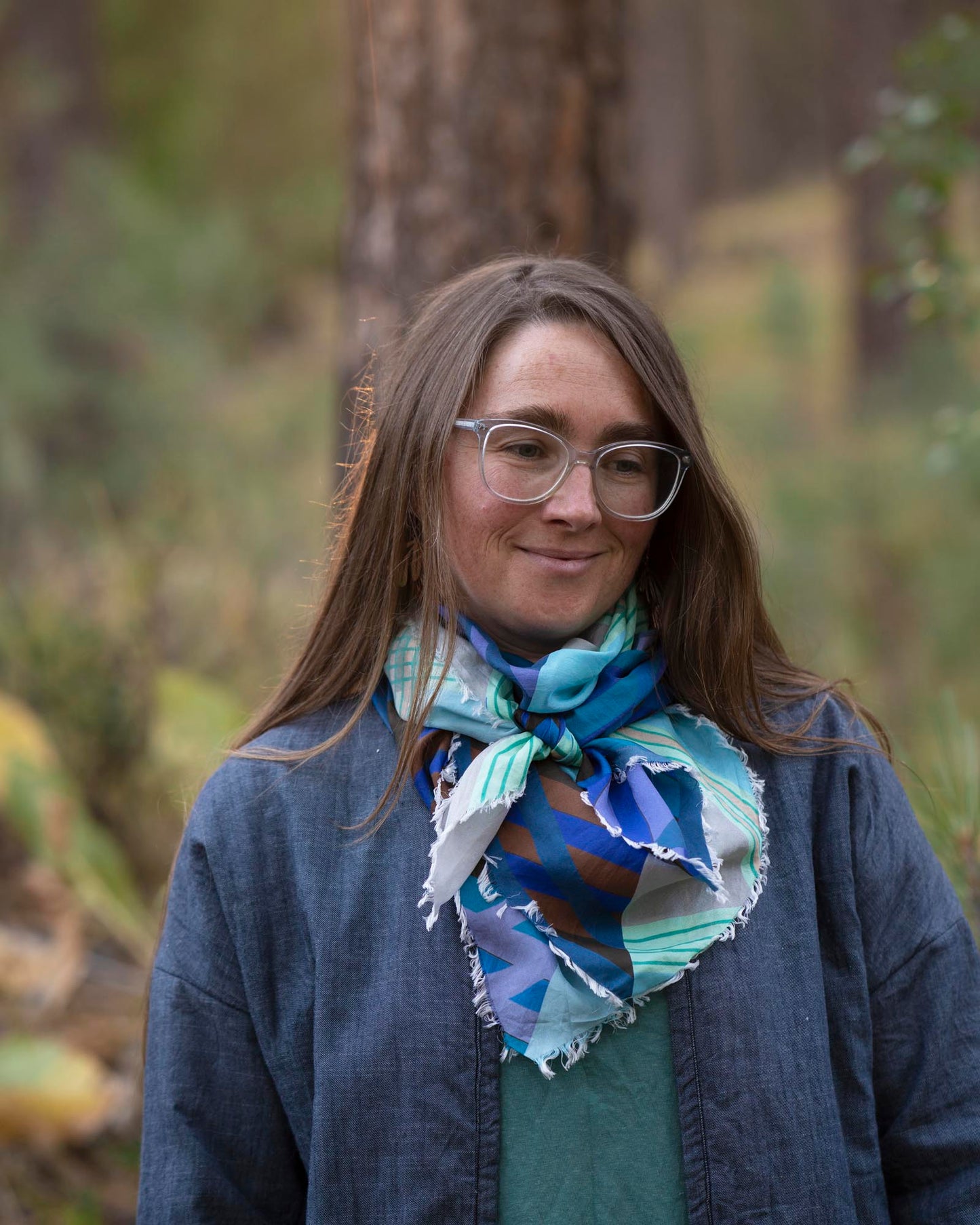 Winter on the Coast Silk Wild Rag Scarf - Stripes