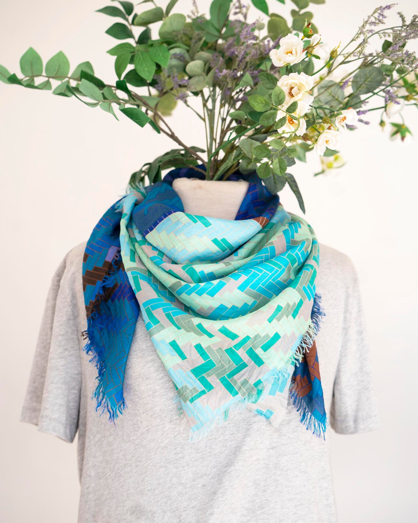 Winter on the Coast Silk Wild Rag Scarf - Tartan & Tweed