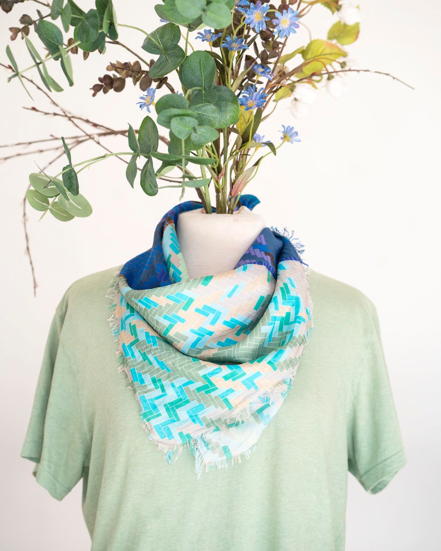 Winter on the Coast Silk Bandana Scarf - Tartan & Tweed