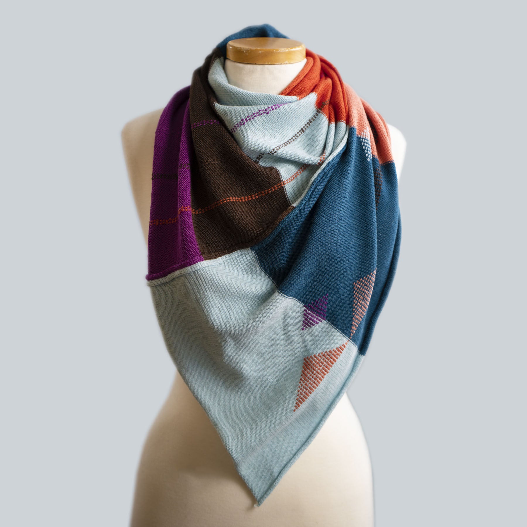 Blue scarf made in Morino Wool and Silk