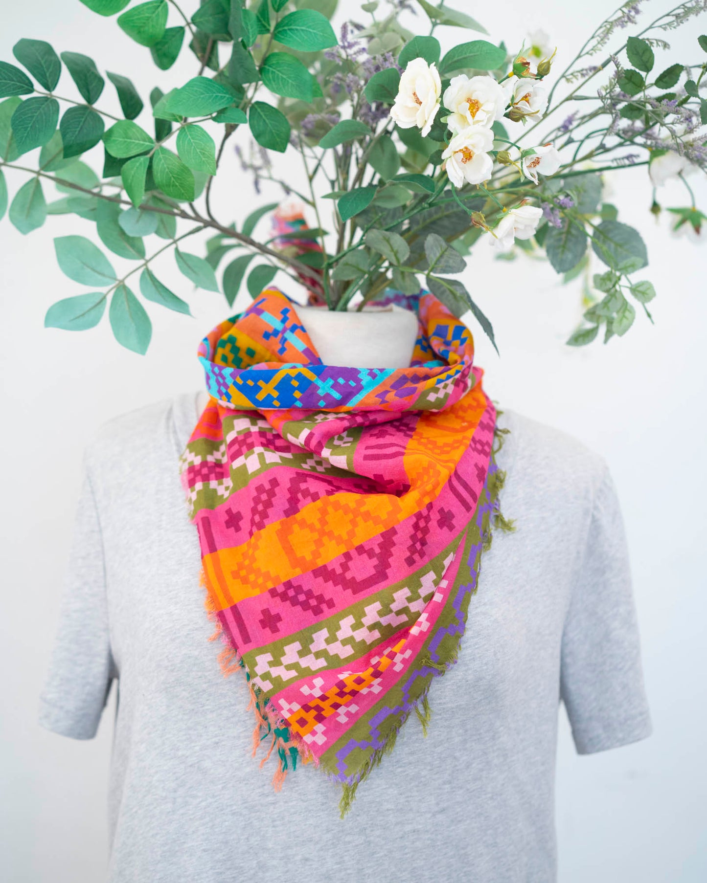 Autumn Cotton Scarf - Fair Isle