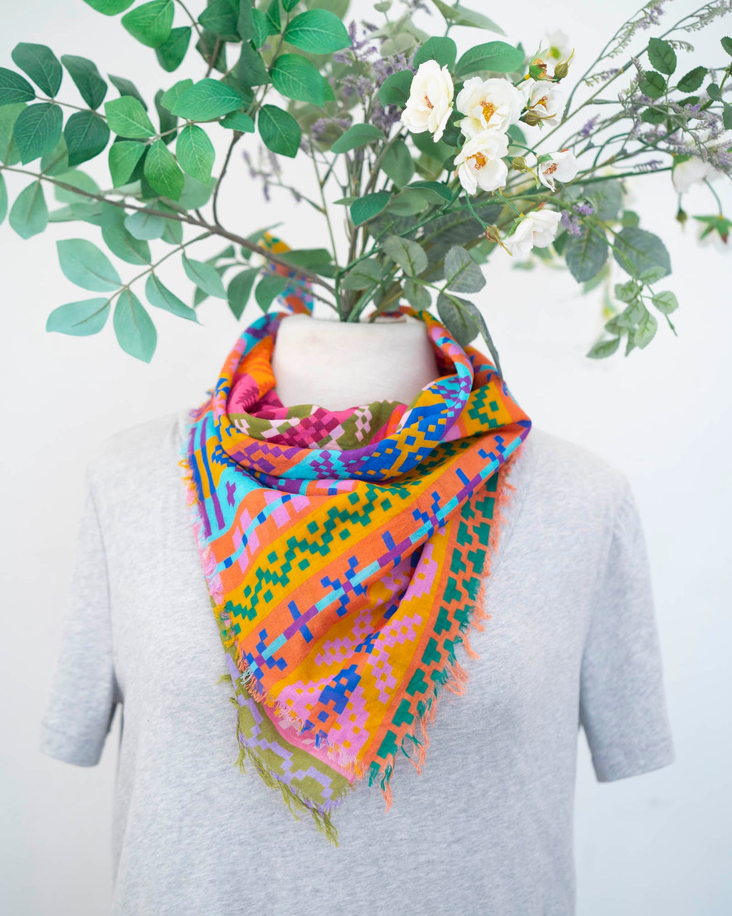 Autumn Cotton Scarf - Fair Isle