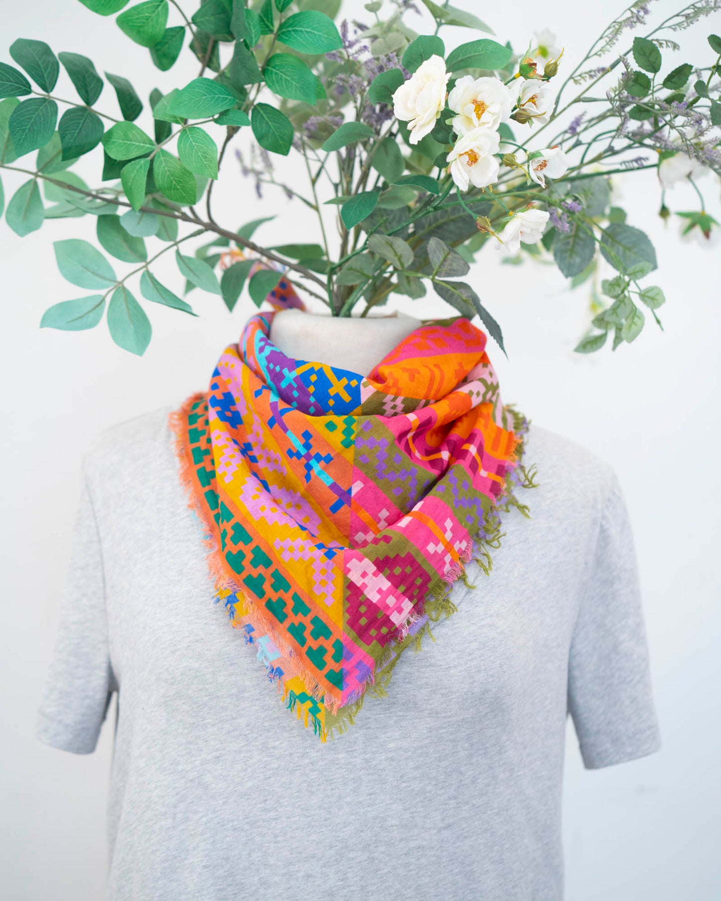 Autumn Cotton Scarf - Fair Isle