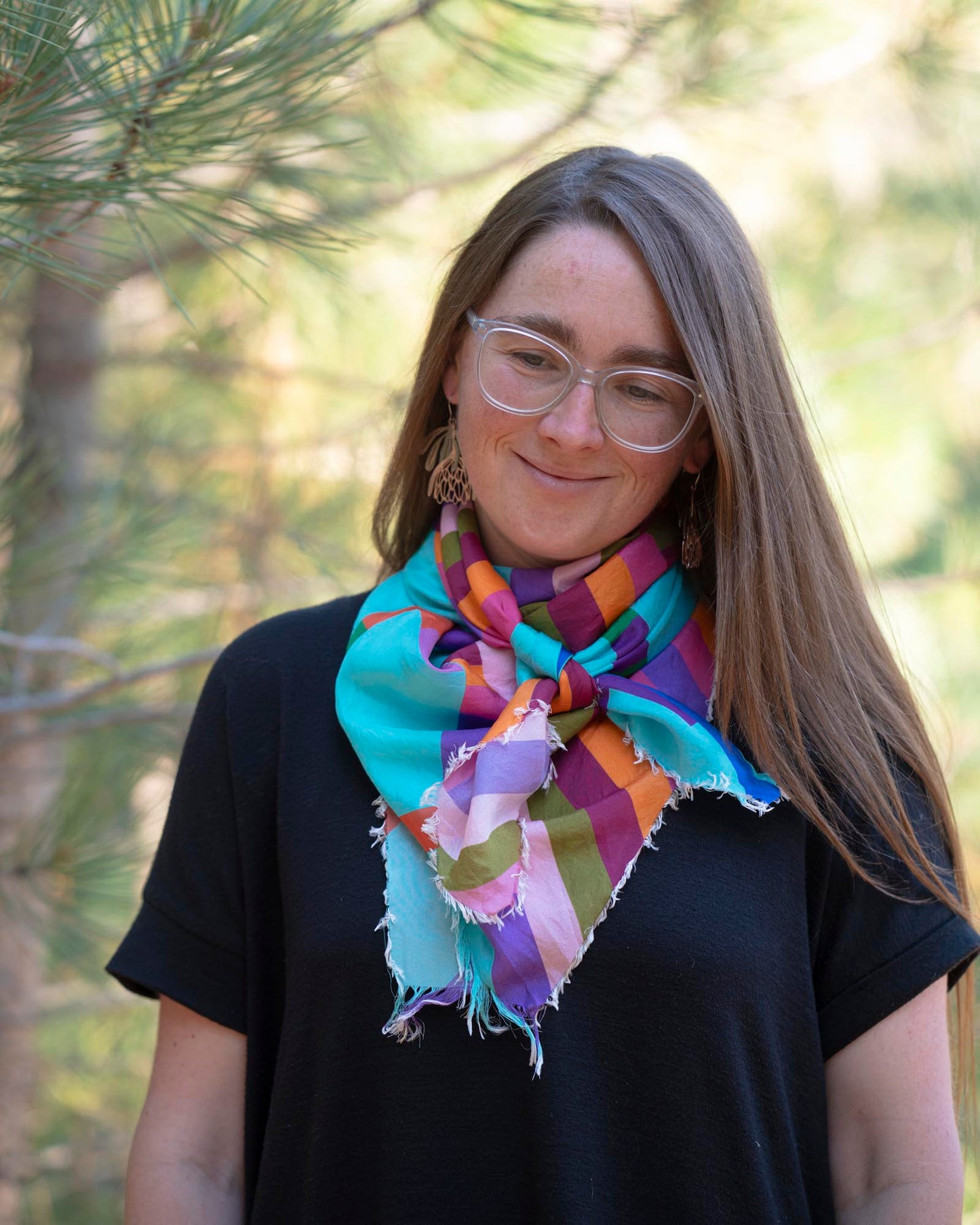 Autumn on the Plains Silk Wild Rag Scarf - Crossed