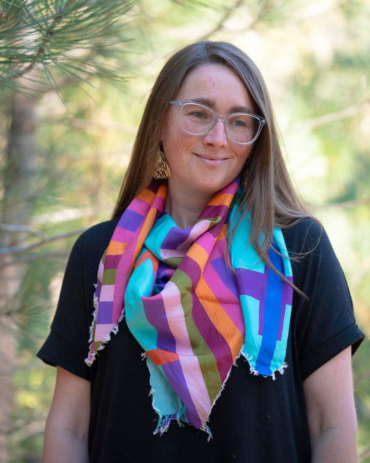 Autumn on the Plains Silk Wild Rag Scarf - Crossed