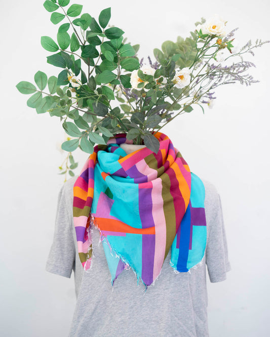 Autumn on the Plains Silk Wild Rag Scarf - Crossed