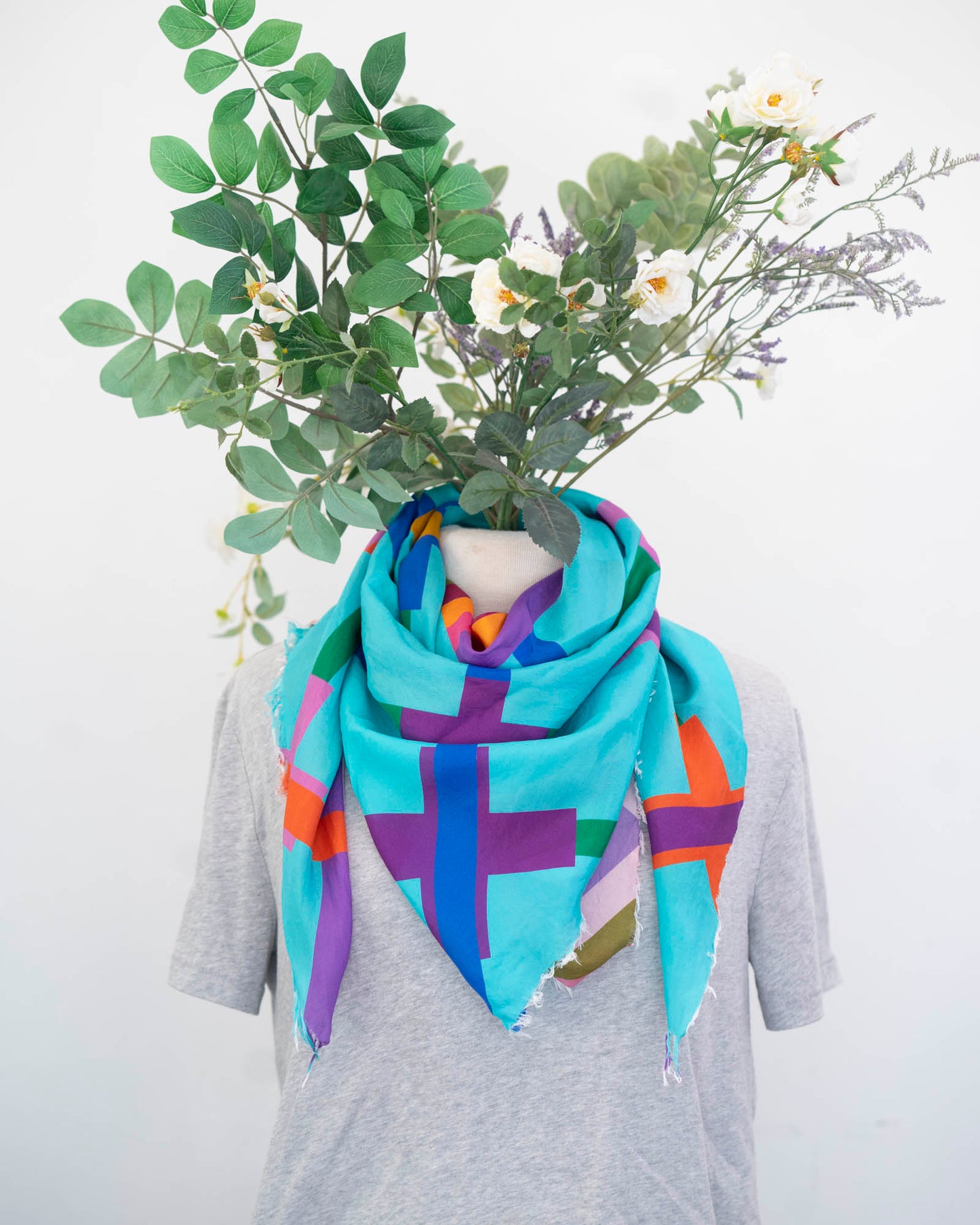 Autumn on the Plains Silk Wild Rag Scarf - Crossed
