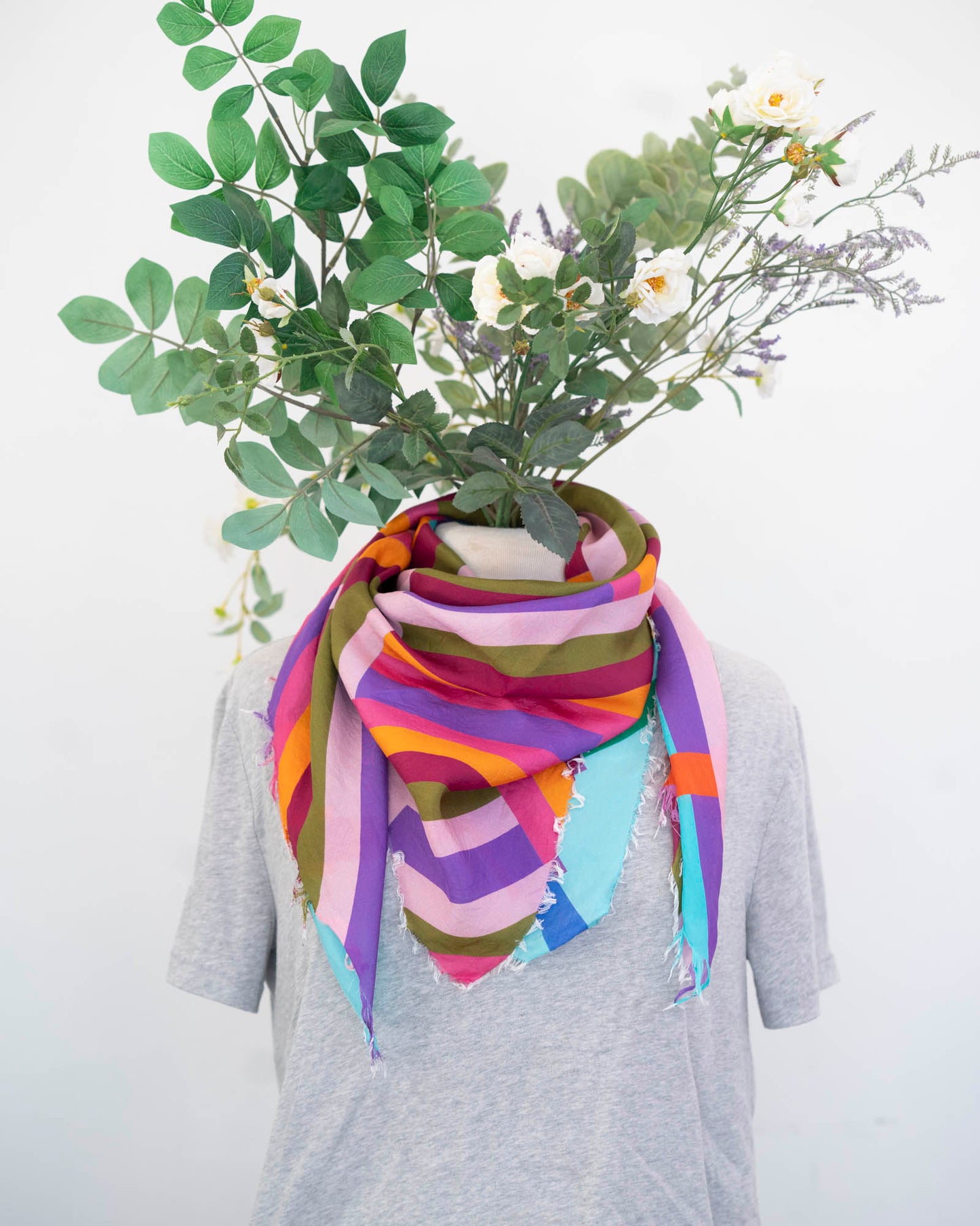 Autumn on the Plains Silk Wild Rag Scarf - Crossed