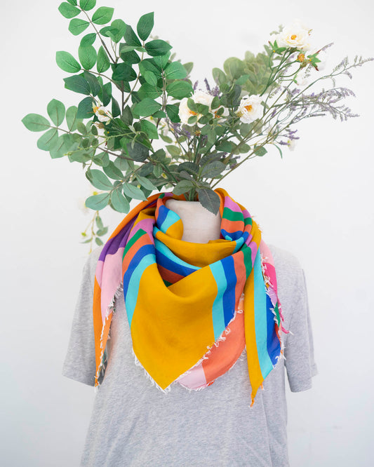 Autumn on the Plains Silk Wild Rag Scarf - Diamonds