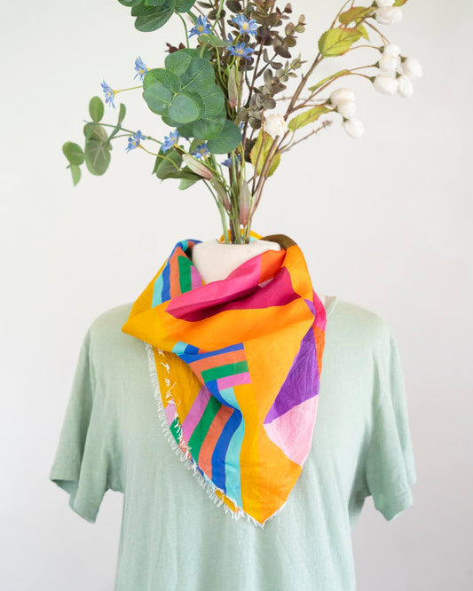 Autumn on the Plains Silk Bandana Scarf - Diamonds