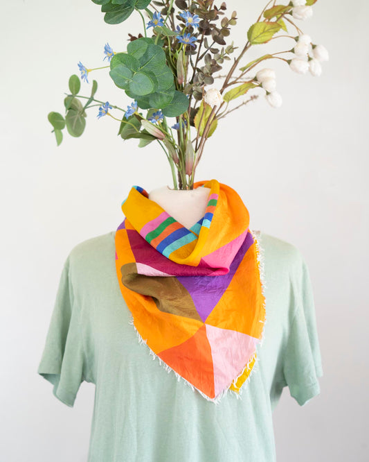 Autumn on the Plains Silk Bandana Scarf - Diamonds