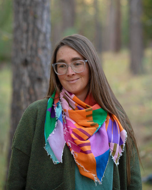 Autumn on the Plains Silk Wild Rag Scarf - Shapes
