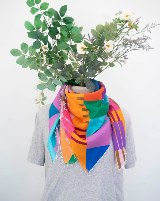 Autumn on the Plains Silk Wild Rag Scarf - Shapes