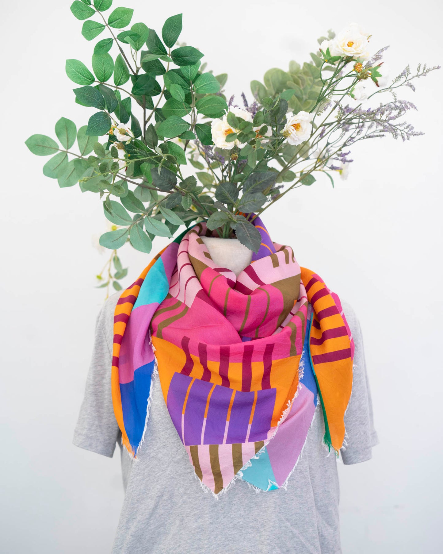 Autumn on the Plains Silk Wild Rag Scarf - Shapes