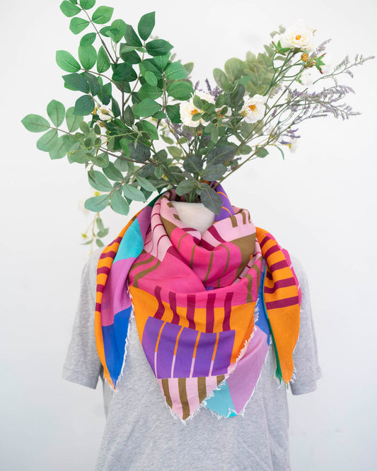 Autumn on the Plains Silk Wild Rag Scarf - Shapes