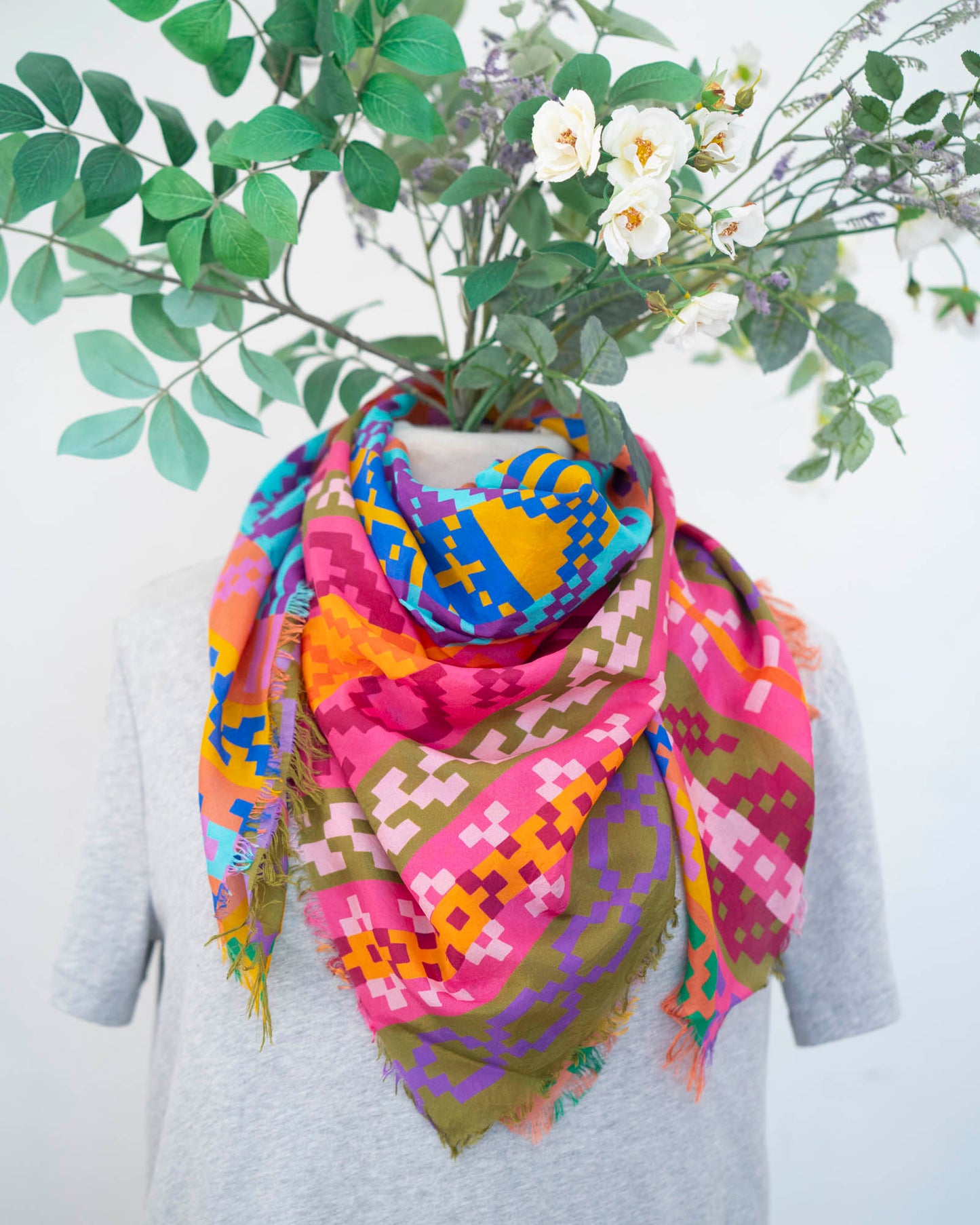 Autumn on the Plains Silk Wild Rag Scarf - Fair Isle