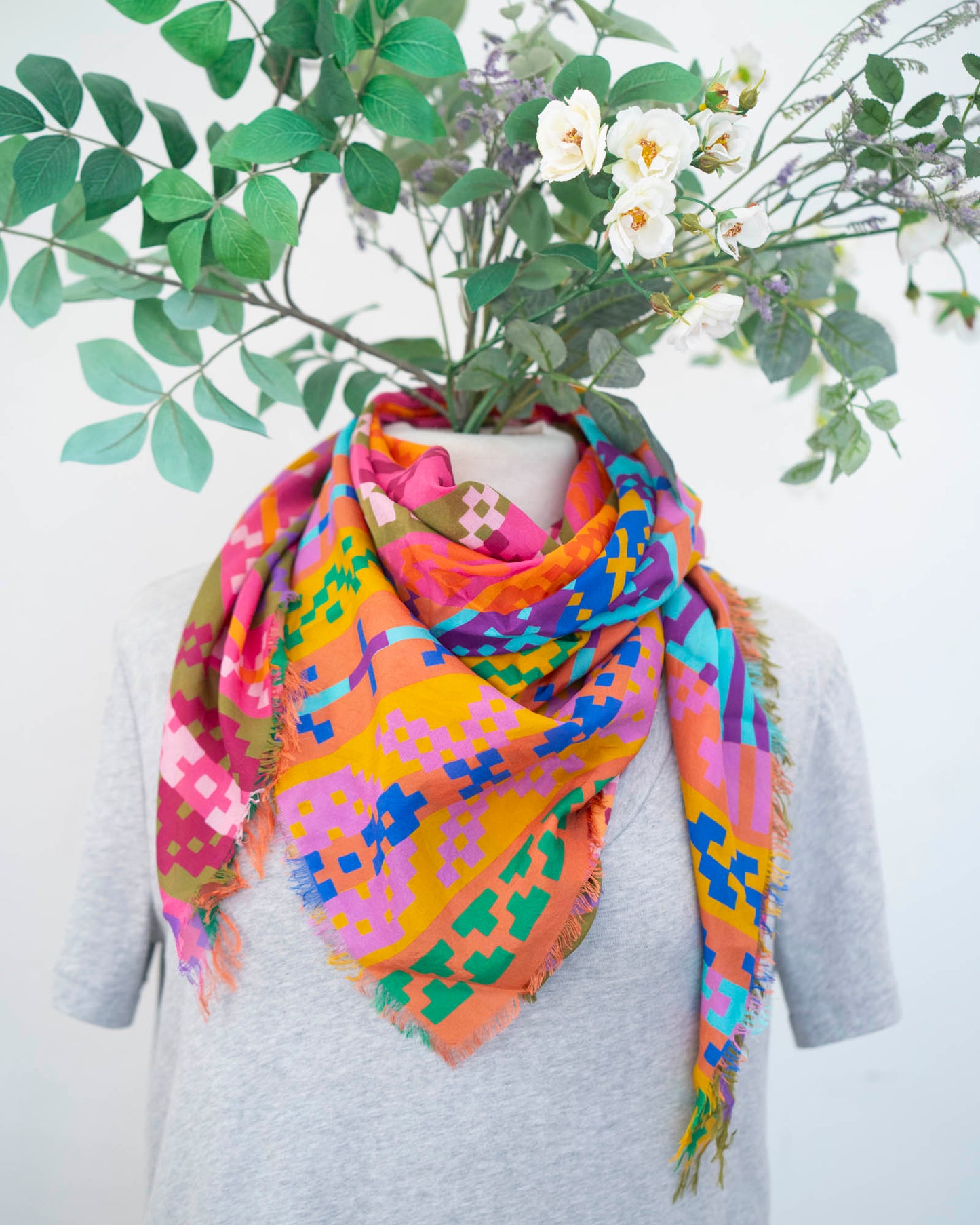 Autumn on the Plains Silk Wild Rag Scarf - Fair Isle