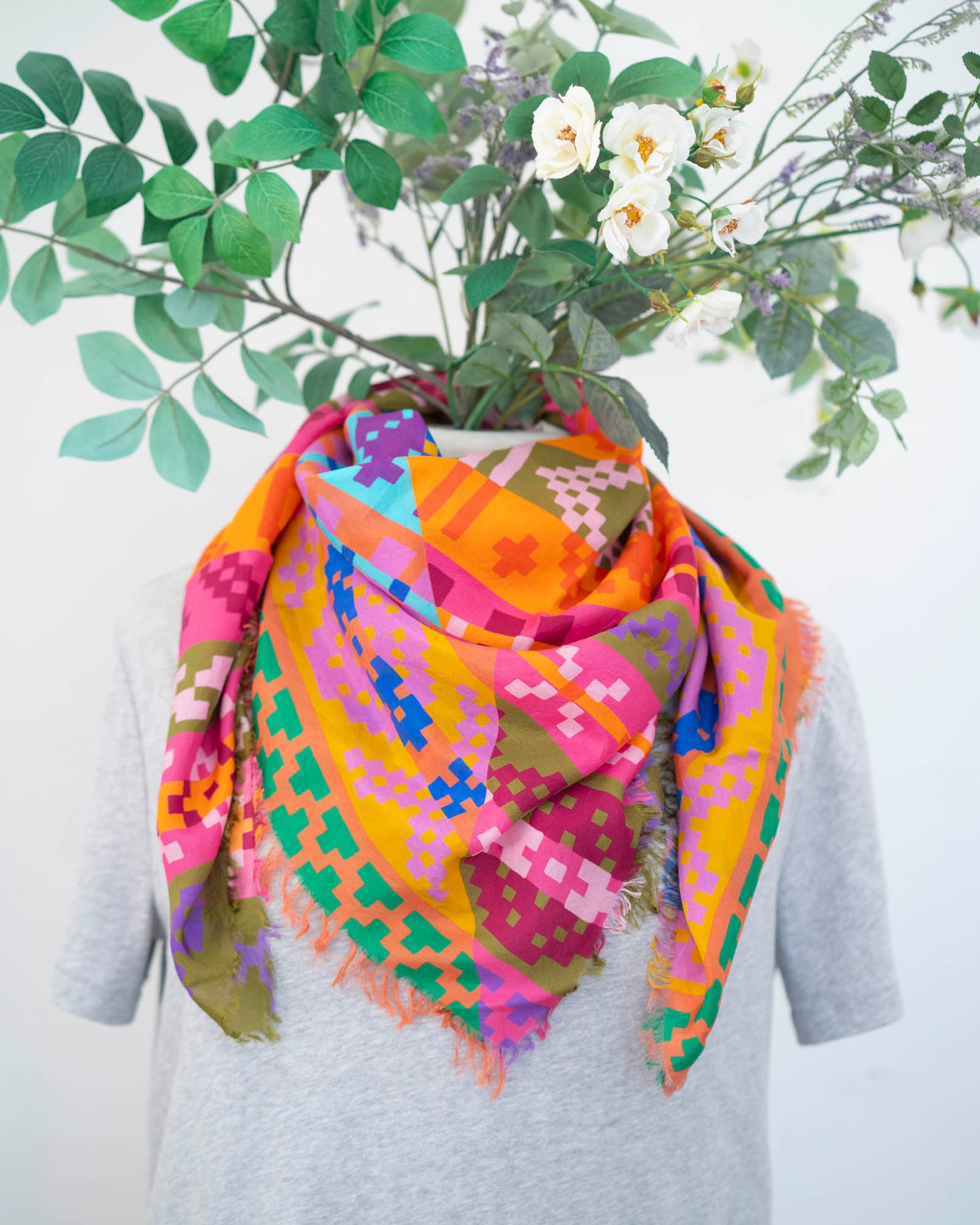 Autumn on the Plains Silk Wild Rag Scarf - Fair Isle